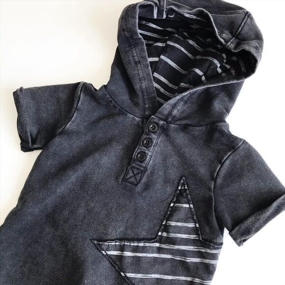 Fierce Frank black/gray washed out romper EUC 3-6m - Picture 2 of 4